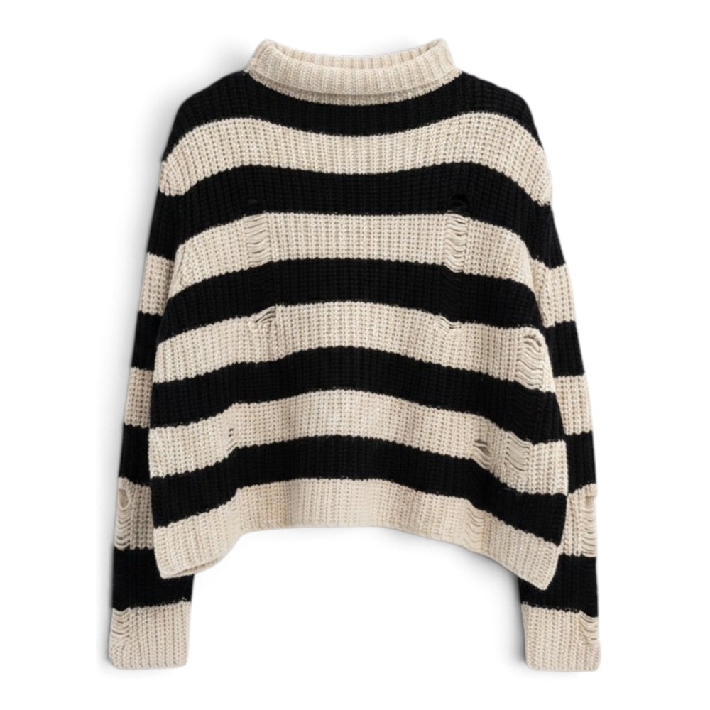 RD Style Striped Sweater Womens L Grunge Goth Distressed Punk Emo Alt Streetwear